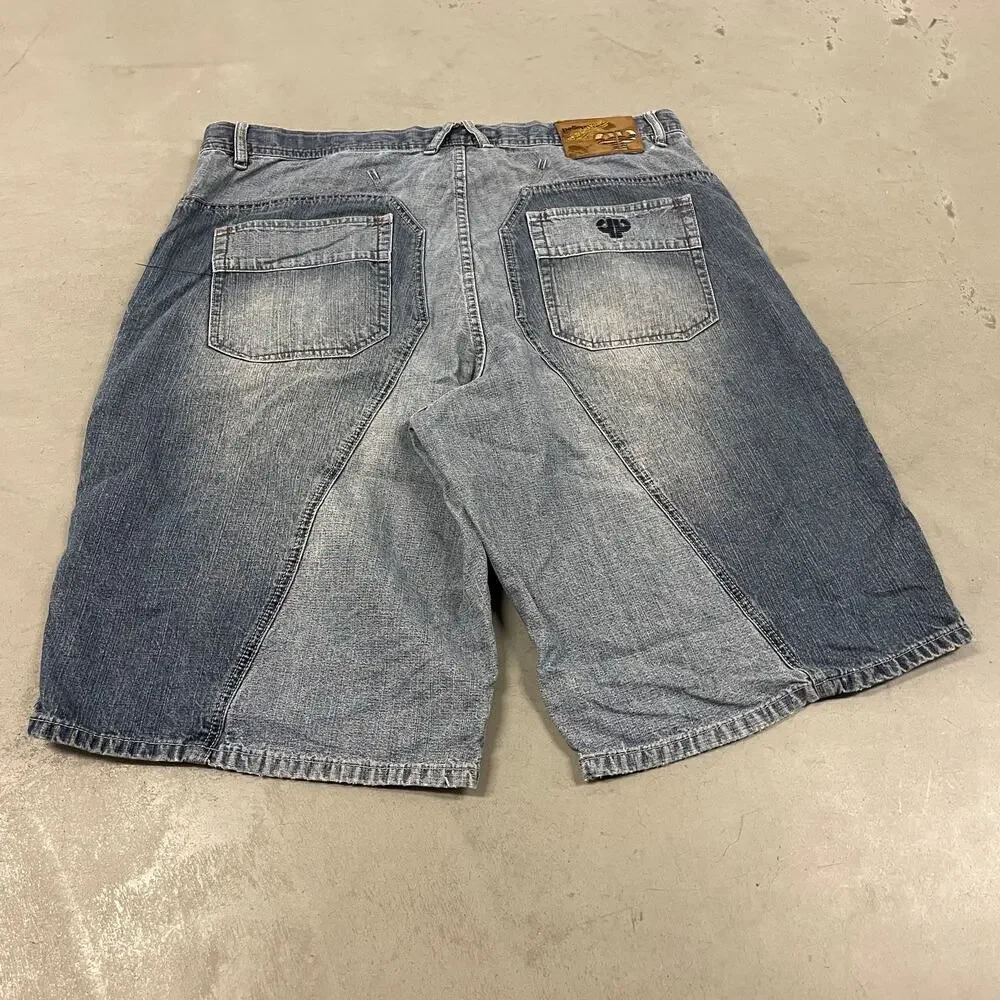 Baggy Y2K patchwork repaired pelle pelle jean shorts 40